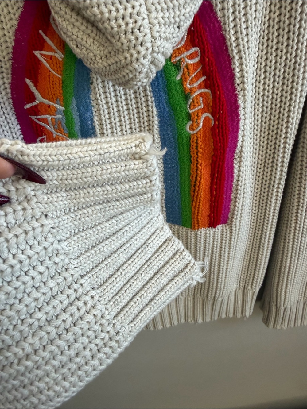 ZADIG & VOLTAIRE Anya Rainbow Zip Hoodie Ecru M - Picture 10 of 13